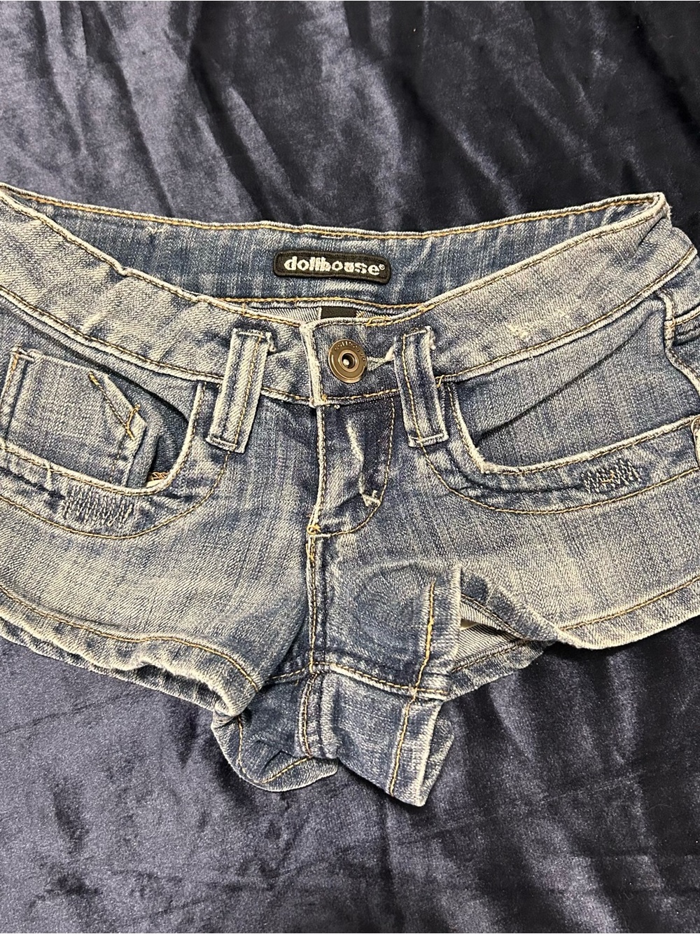 Dollhouse Light Blue Low-Rise Denim Jean Shorts